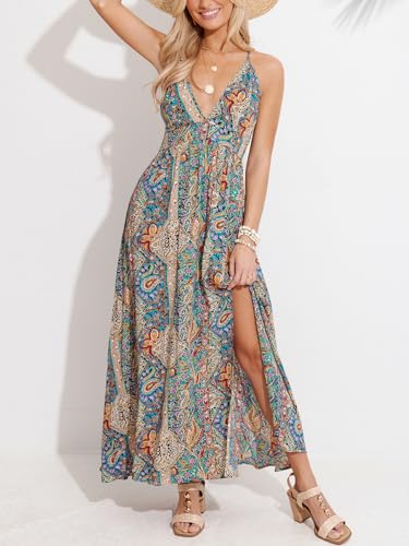 Image of CUPSHE Womens Summer Maxi Dress 2026 Sleeveless Long Sundresses Spaghetti Strap Flowy Boho Beach Vacation Dress