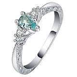 Bague Simple Argent Bleu Clair Cuivre, Bague Amoureux avec Zircon Cubique en Forme De Goutte d'eau 59