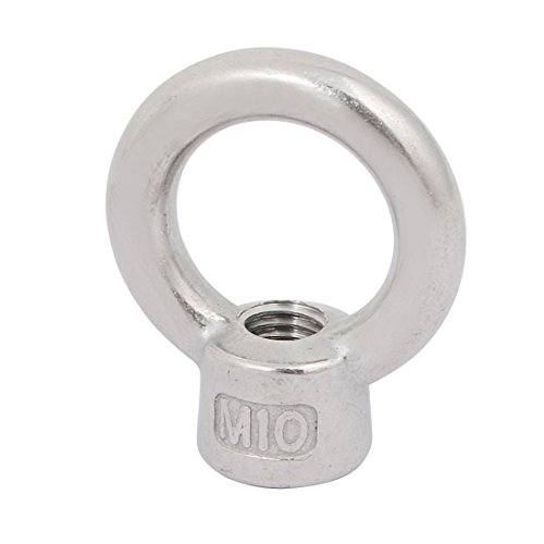 Image of uxcell Lifting Eye Nut M10 Female Thread 47.6mm Height 304 Stainless Steel Round Shape for Rope Fitting Pack of 2