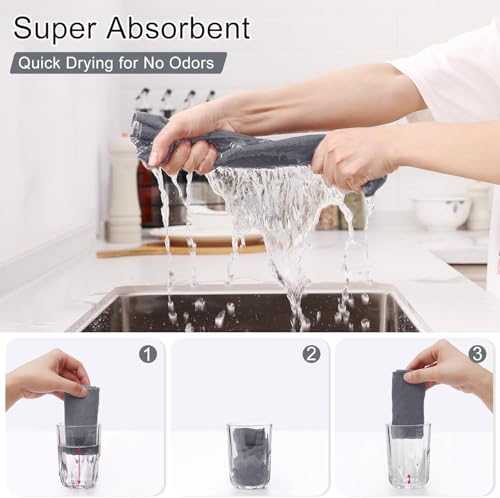Image of Microfiber Cleaning Cloth Roll - 25x25cm Tear-Away Reusable Towels, Super Absorbent Washable Lint-Free Rags for Kitchen, Car, Glass & Garage - Multicolor (30)
