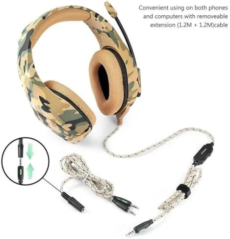 Aksesuarcı Gaming Profesyonel Oyuncu Kulaklığı RGB 3.5mm, Kamuflaj Desenli Gamer Işıklı Kulaklık, K1B - Görsel 4