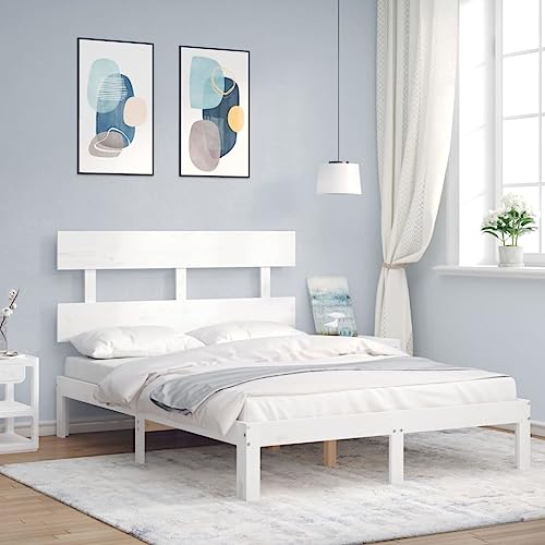 Lumanois Estructura Cama de Matrimonio con cabecero Madera Maciza,Mobiliario,Camas y somieres,17.01kg-3193502