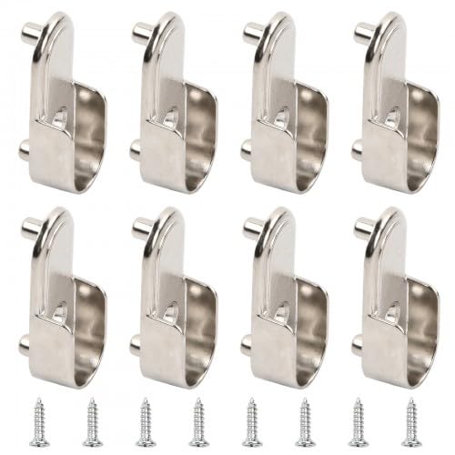 8 Stück Kleiderstange Halterung, Schrank Flansch Sitz Halter, Metall Oval Schrank Schrankrohrlager, Garderobe Stangen Halterung mit 8 Schrauben für Kleiderschrankhalterung Gardinenstange Kleiderstange