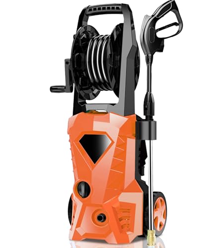 commowner 5000PSI Electric High Pressure Washer, 3.0GPM Electric Power Washer with Upgraded 33ft Pressure Washer Hose Reel, Deal for House/Patios/Car/Fence, Orange
