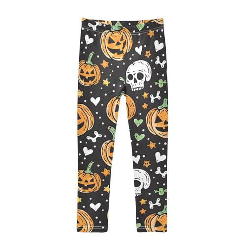 Cute Halloween Pumpkin Skull Heart Girls Leggings Soft Stretch Workout Yoga Dance Pants for Kids Casual Tights