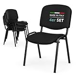 Topsit Besucherstuhl 4er Set – Stapelbarer Konferenzstuhl mit gepolsterter Sitzfläche &...