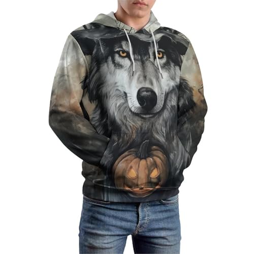 Pullover citrouille lune du loup imprimé graphique mystique manches longues S
