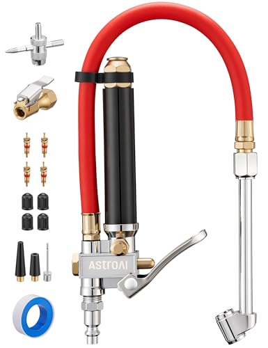 AstroAI T3 Heavy-Duty Tire Pressure Gauge with Inflator, Dual Head Chuck ANSI B40.1 Accurate Air Chuck with Pressure Gauge, 10-120 PSI, Compatible with 1/4' NPT Air Compressor