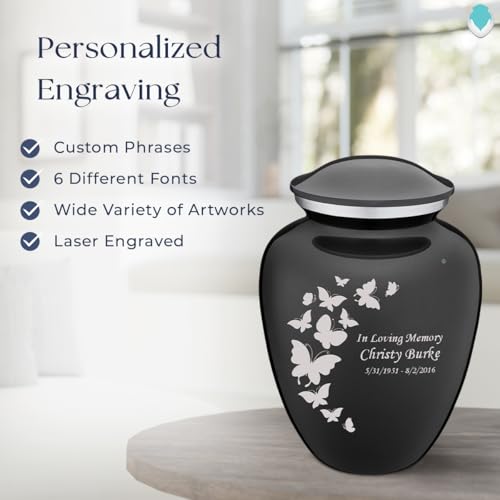 Image of Geturns - Adult Custom Butterfly Cremation Urns for Human Ashes I Charcoal Large Funeral Urn for Female and Male I 200 lbs