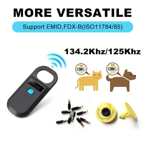 Tormete Scanner de microchip RFID para animais de estimação – frequência dupla 125 kHz/134,2 kHz, te