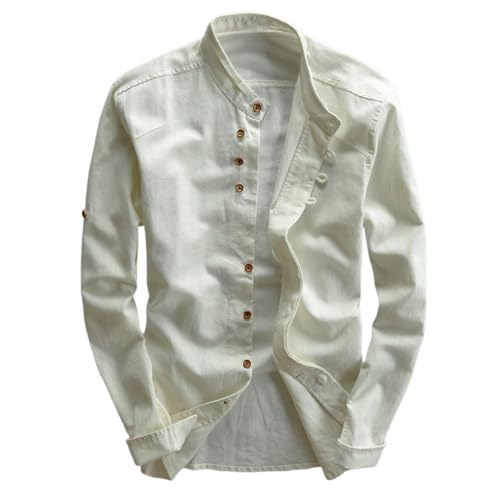 Chemise manches longues homme lin coton style chinois haut de gamme