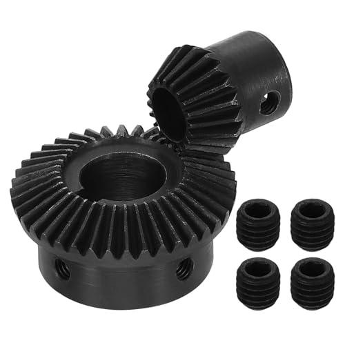 Image of uxcell 2Pcs Tapered Bevel Gears Set, 1 Mod 1:2 (20T /40T) Harden Steel Straight Bevel Gear, 90 Degree Steering Motor Gears, (10mm /15mm Shaft Hole with Keyway)