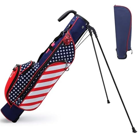 Golf Lightweight Stand Carry Bag PRO with Adjustable Shoulder Straps – Easy to Carry and Durable Pitch n Putt Golf Bag for The Driving Range, Par 3, and Executive Courses American Flag Cover