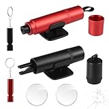 Holtrae 2 Stück Auto Sicherheitshammer,2 in 1 Gurtschneider Notfallhammer,mit Glasbrecher Auto Essentials,Emergency Cartool,Nothammer mit 2 Stück Testglas zum Üben,für Auto,Bus(Rot+AutoSchwarz)