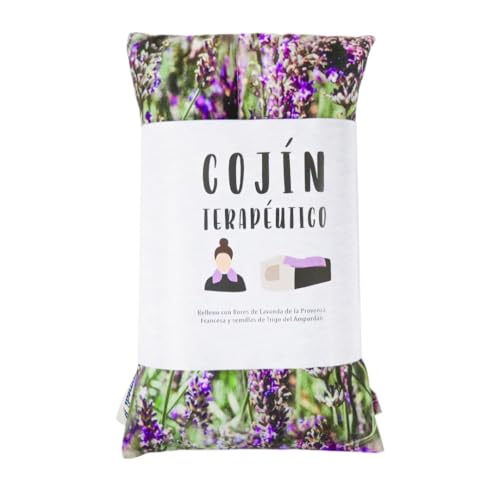 AROMEDI Cojín Semillas Microondas, Saco Térmico de Semillas con Lavanda Natural y Trigo Cojín térmico para calmar el dolor. Retención de frío y calor. (48x15) (Lavanda)