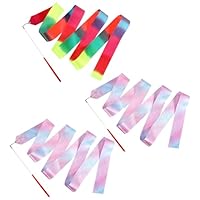 ValueBargain 3 Pcs Dance Ribbons, 78.7 Inch Gymnastics Ribbon for Children for Twirling & Rhythmic Dancing, Kids Outdoor Play Equipment, Colorful Streamers for Kids