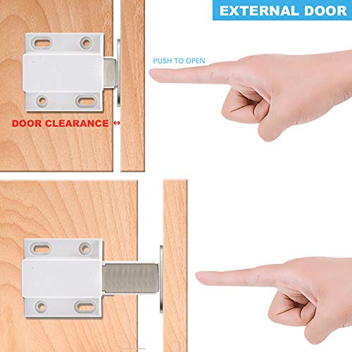 10 Pack Magnetic Push Latch Catch Push to Open Latch Pressure Touch Release Cabinet Catch for Doors Drawers Release Latch Kitchen Drawer Push Catch Pop Out Latch (White)