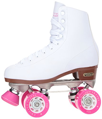 Patins clássicos premium Chicago de 4 rodas, branco