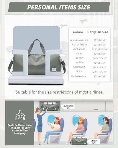 Image of WISEPACK Travel Duffle Bag for Women Weekender Carry On Bags, D6-Dark Green, 54*25*26CM /21.2*9.84*10.24 inch, Gym Bag