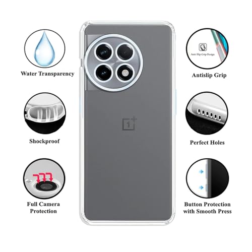 Image of Slim Soft Silicon *Anti Dust Plug* Shockproof Transparent TPU Back Case Cover for OnePlus 11R 5G - Clear