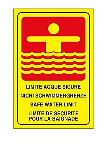 CARTELLO SEGNALETICO - Limite Acque sicure - con