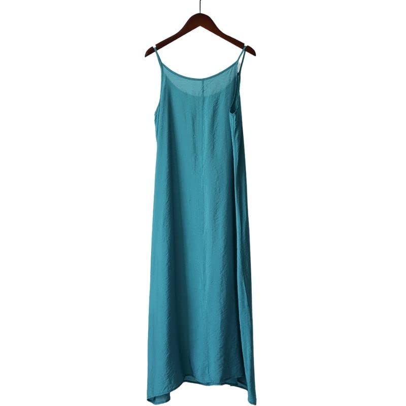 ZEEREE Women's Cotton Silk Full Slips Dress Long Under Dress Nightgowns Camisole Slip Dress Chemise Cami Dress Petticoat