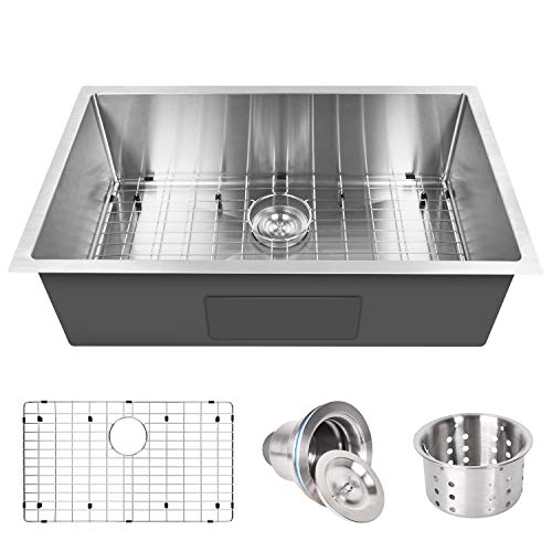 30-Inch Undermount Workstation Kitchen Sink, 16 Gauge Single Bowl Stainless Steel with Accessories (Pack of 3 Built-in Components), Silver Kansas 
