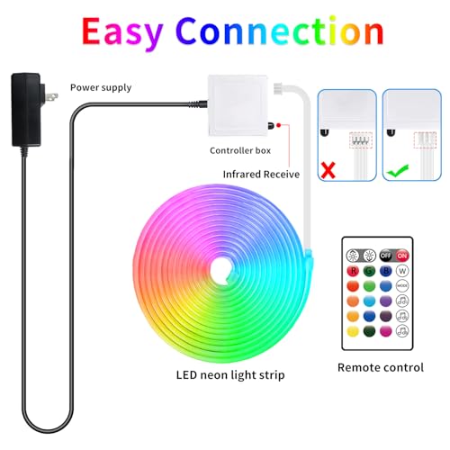 Image of segrass 16.4FT Neon Rope Light,Flexible Led Rope Lights Control with App /Remote,Multiple Mode Rope Lights,IP65 Outdoor RGB Led Neon Lights Waterproof,Music Sync Gaming Led Neon Light Strip for Bedroom