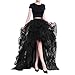 WDPL Women's Long High Low Skirts Ruffles Prom Party Tulle Skirt (Black, Medium)