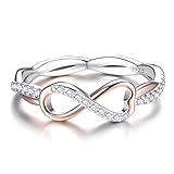 VALDEAS Sterling Silver Wedding Rings for Women Eternity Band Cubic Zirconia Heart Infinity Twist Pr