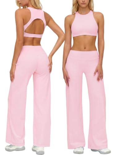 Two Piece Pink Yoga Set for Women Matching Workout Set Pilates Outfits L - image 1