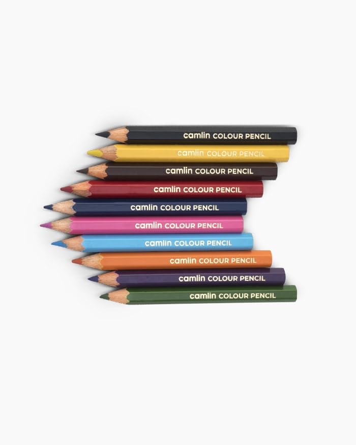 Image of Camel 10 Shades Half Size Colour Pencils - Vibrant Multicolor Shades | Soft, Smooth & Break-Resistant Leads | Ideal for Drawing, Sketching, Coloring & School Art Projects