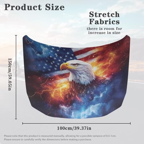Image of Eagle Car Front Hood Protective Cover Dustproof UV Fade Resistant Hood Wrap Blanket Easy to Install American Flag Patriotic Car Accessories for Auto Trucks SUV