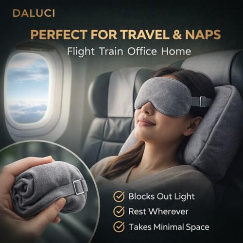 Image of DALUCI Silk Eye Mask for Sleeping - Super Soft Blackout Sleep Mask with Adjustable Strap | Comfortable Blindfold for Travel, Night, Nap | Eye Mask for Men & Women (Grey, One Size)