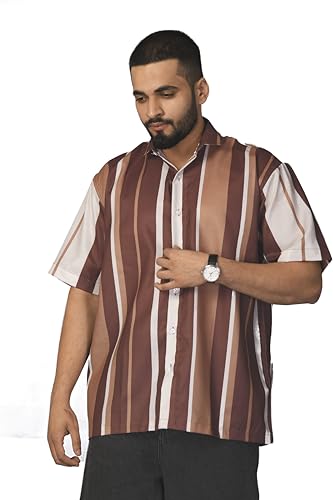 Image of Half Sleeve Relaxed Fit Men's Casual Shirt | Cotton Blend Oversized Shirts for Men Loose fit | Oversized Printed Shirts for Men | Men's Half Sleeve Relaxed Fit Shirt Fashion