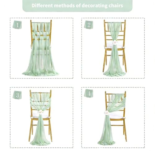 Cortinas románticas para silla en velo Premium para banquetes y galas de gala 5