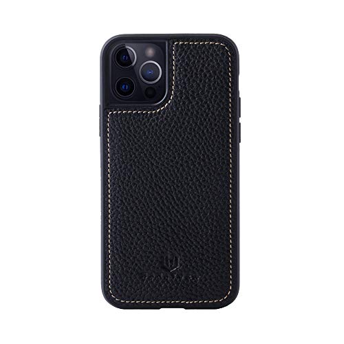 iPhone12 Pro Max ケース 本革 シュリンクカーフレザー 耐衝撃 ハンドメイド ギフト おしゃれ シンプル 大人可愛い メンズ レディース スマホケース 黒 クロ ブラック SPG-12ProMax-Black