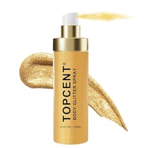 Body Glitter Spray, Moisturizing Bronze Body Shimmer Luminizer Glow Illuminator Quick-Drying and Non-Sticky Liquid Highlighter Spray for Face Hair(Gold)