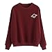 Produktbild Moonuy Damen Herbst Pullover, Frühling, Herbst Heißer Frauen Mädchen Casual Sweatshirt Plus Größe Langarm Oansatz Pullover Stilvolle Einfache Baumwolle Bluse (Weinrot, S)