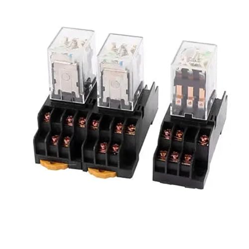 Relais HH53P-L 220V continu 3NO 3NC avec embase PYF11A pour commutation triple circuit