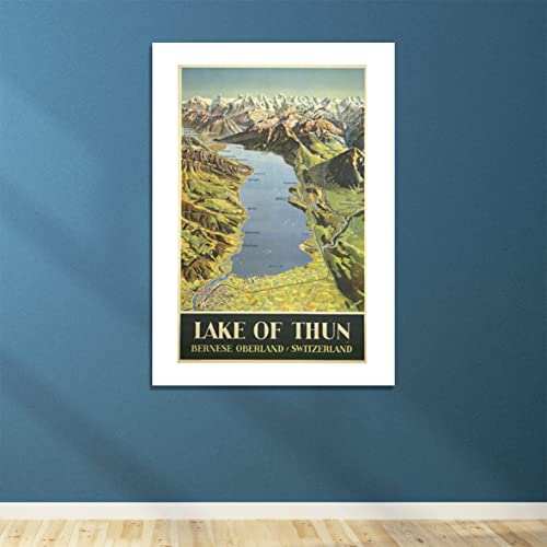Affiche lac de Thun Suisse cadeau idéal grand format avec cadre