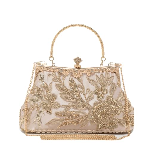 Image of 1920s Clutch Purses for Women, Embroidery Sequin Rhinestone Evening Bag