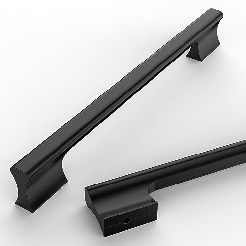 10個パック 7.5インチ (192mm) マットブラック キッチンキャビネットハンドル キャビネ取っ手 キッチン ハードウェア 食器棚ハンドル 引き出し ドレッサープル