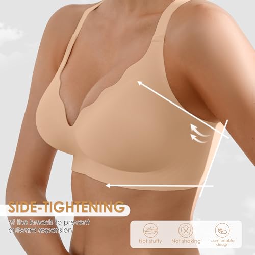Image of Seamless Wireless Bra for Women with Support - No Underwire Full Coverage Push Up Comfort Bras - Back Fat Smoothing Bralette