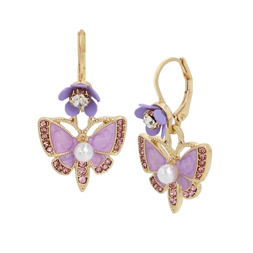 Betsey Johnson Womens Butterfly Drop Earrings