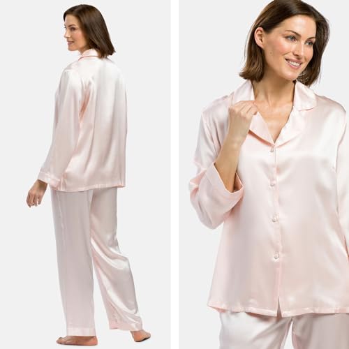 Image of Fishers Finery Women's 100% Mulberry Silk Long Pajama Set with Gift Box