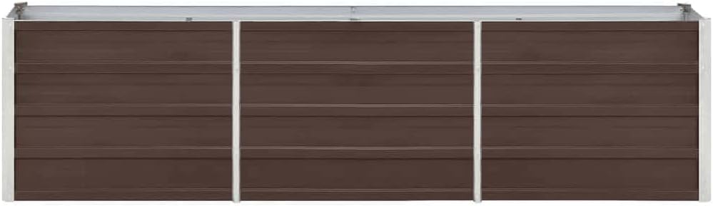 Galvanized Steel Raised Garden Bed 94.5x15.7x17.7 in Brown Rectangular Planter Box Outdoor for Balcony Patio Yard Herb Flower Veggie Gardening
