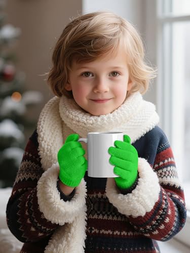 Image of Cooraby 12 Pairs Kid's Winter Magic Gloves Children Stretchy Warm Magic Gloves Boys or Girls Knit Gloves for 6-12 Years