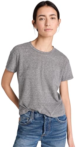 perfectwhitetee Womens Harley Cotton Boxy Crew Tee Heather Grey XS