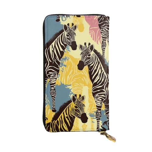 Portefeuille long femme en cuir girafe et zèbre avec multiples rangements